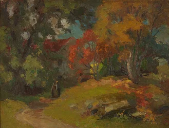 Vannmølle, høst (olje på lerret)