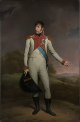 Portrett av Louis Napoleon, konge av Holland Louis Napoleon (1778-1846), konge av Holland fra 1806 til 1810, i uniformen til livvaktene til fots, dekorert med Storkorset av Royal Order of Union of Holland og Officer Cross of the L