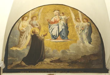 Jomfru leverer rosenkrans til San Damiano