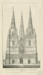 Lichfield Cathedral - Vestfronten: gravering