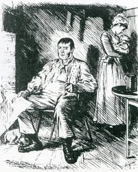 Illustrasjon av «En skikkelig hard koffert» til «Punch», 1875 (gravering)