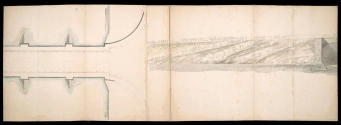 Design av den prosjekterte broen over Themsen i London, BL Kart C.49.e.76