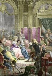 Salongen til Suzanne Curchod og Madame Necker (gravering)