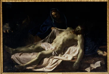 Den døde Kristus på knærne til Jomfru Pieta. Maleri av Charles Lebrun