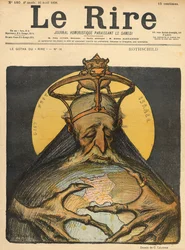 Karikatur av Rothschild-familien, fra forsiden av «Le Rire», 16. april 1898