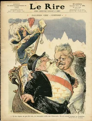 Illustrasjon av Charles Leandre (1862-1934) for omslaget til Le Rire, 20/08/10 - Fallieres hos grevinnen - Italia, republikkens president, Chapeau, Identifier, Venezia - Fallieres Armand (1841-1931)