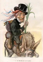 Jules Meline (1838-1925), fransk politiker, landbruksminister - tegneserie av Charles Leandre (1862-1934) i "" Le Rire"" av 12. april 1902