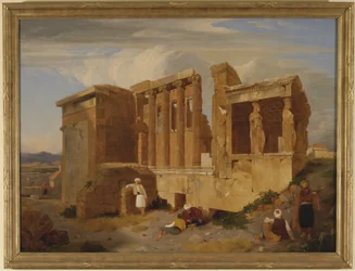 Erechtheum, Athen, med figurer i forgrunnen