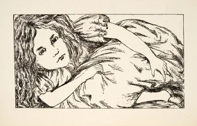 Alice in White Rabbits House, illustrasjon fra Alices Adventures Under Ground, pub. 1886 (faksimile)