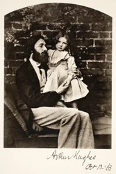 Arthur Hughes og hans datter Agnes, 12. oktober 1863 (sepia-bilde)