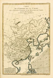 Det kinesiske imperiet, kinesisk tartar og kongeriket Korea, med øyene i Japan, fra Atlas de Toutes les Parties Connues du Globe Terrestre av Guillaume Raynal (1713-96) utgitt 1780 (colou)