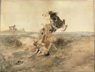 Fallen indisk kriger, ca. 1886 (akvarell og grafitt på kremfarget vevd papir)