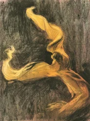 Loie Fuller gul kjole, ca. 1895.