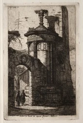 Inngang til det franske kapusinerklosteret i Athen, 1854.