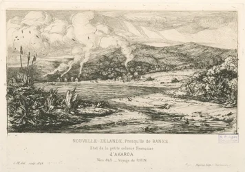 Delstaten til den lille franske kolonien Akaroa, illustrasjon fra 