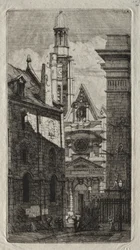 Etsninger av Paris: Kirken St. Stephen of the Mount