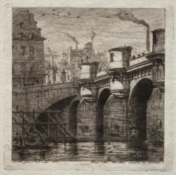 Etsninger av Paris: Den nye broen, 1853.