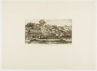 Innfødte låver og hytter på Akaroa, Banks#39; halvøy, 1845