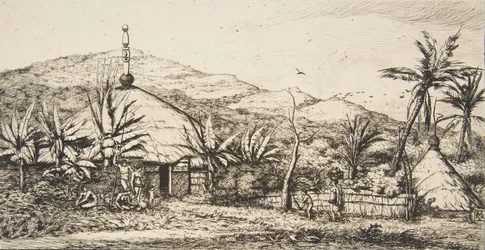 Ny-Caledonia: Stor innfødt hytte på veien fra Balade til Puebo, 1845, 1863.