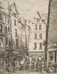 Rue Pirouette i Les Halles Rue Pirouette i Les Halles, Paris, etter Laurence, 1860.