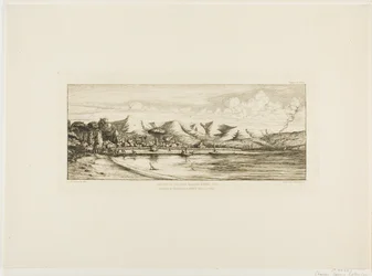 Notfiske utenfor Collier#39;s Point, Akaroa, Banks#39; Peninsula, 1845