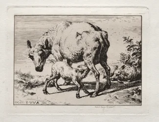 Sølven med to lam, 1850.