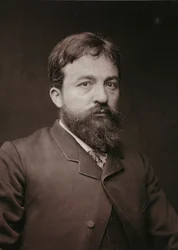 Kunstnerisk og biografisk album, 5. årgang, Salong 1885; portrett av Pierre Fritel (1853-1942), fransk maler, skulptør og gravør