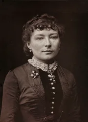 Kunstnerisk og biografisk album, 5. årgang, Salong 1885; portrett av den franske maleren Virginie Elodie Marie Thérèse Demont-Breton (1859-1935)