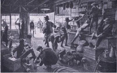 Boere som plyndrer en butikk i Grange River-eiendommen, illustrasjon fra After Pretoria: The Guerilla War, 1902