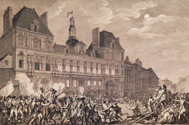 Robespierre, Saint-Just, Couthon og Hanriot tar tilflukt i Hotel-de-Ville i Paris, 9. Thermidor år II (27. juli 1794) 1800