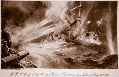 HMS Spitfire torpederer en tysk krysser natten til 31. mai