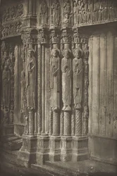 Chartres katedral. Høyre dør til Royal Portal, West Side, XII Century, før juli 1857.