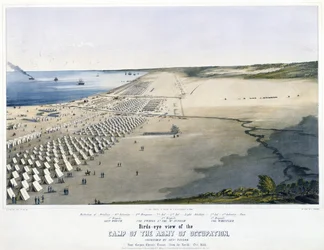 Fugleperspektiv av Okkupasjonshærens leir, kommandert av genl. Skredder. Nær Corpus Christi, Texas, [fra nord] oktober 1845.