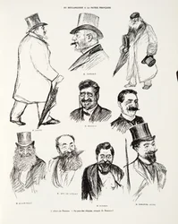 The Panama Affair - In the land of checks, skisser av Renouard, fra Histoire de la Troisieme Republique, Vol. I, Politisk historie, pub.1933