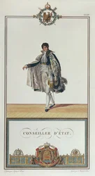 Uniform av statsråden for kroningen av Napoleon, 1804 (fargegravering)