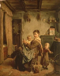 Cache-Cache, et interiør med mor og barn