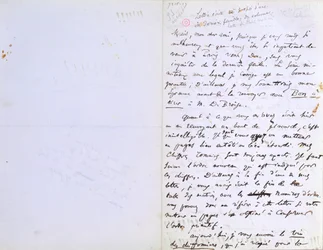 2. side i et brev til Baudelaires redaktør Auguste Poulet-Malassis (1825-78) angående utgivelsen av 'Les Fleurs du Mal' ca. 20. februar 1857 (penn og blekk på papir)