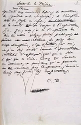 Prosjekt for forordet til den andre utgaven av 'Les Fleurs du Mal' (penn og blekk på papir)
