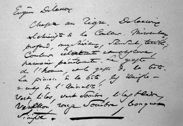 Tekst av poeten Charles Baudelaire (1821-1867) om maleren Eugene Delacroix utgitt i 1846