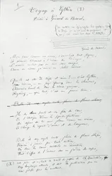 'Voyage a Cythere' autografdikt (penn og blekk på papir) (s/hvitt-bilde)