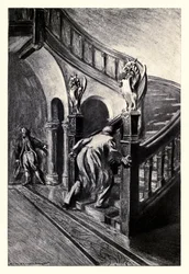 Han ga et slags gråt og pisket oppover' fra 'Strange Case of Dr Jekyll and Mr Hyde' av Robert Louis Stevenson (1850-1894) illustrert av Charles Raymond Macauley (1871-1934)