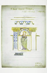 A Della Robbian [sic] Frieze, Museo Nationale, Firenze, 1891 (blyant og akvarell på papir)