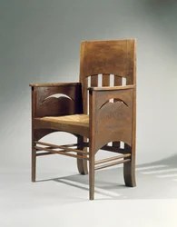 Lenestol, designet i 1897 (eik med rushsete)