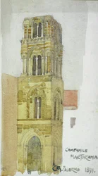 Campanile Martorana, Palermo, 1891 (blyant og akvarell)