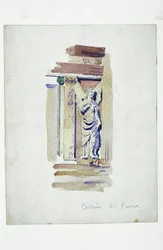 Certosa di Pavia (studie av en skulpturert engel), 1891 (blyant og akvarell på papir)