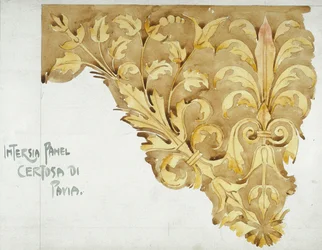 Intarsia Panel, Certosa di Pavia, 1891 (blyant og akvarell på papir)