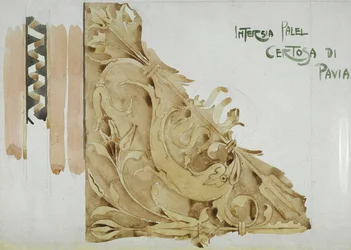 Intarsia Panel, Certosa di Pavia, 1891 (blyant og akvarell på papir)