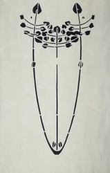 Moderne reproduksjon fra original Mackintosh sjablong for veggdekorasjon, tremotiv, 1902 (plakatfarge på patronpapir)