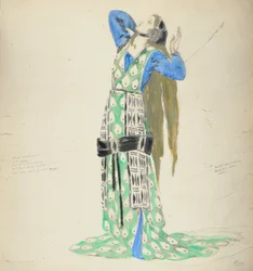 Kostymedesign for Bellengere i Le Mort de Tintagiles, 1912 (wc på papir)