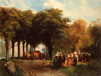 En solrik ettermiddag i parken (olje på lerret)